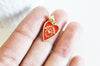 Pendentif médaille coeur émail rouge laiton doré 18K , pendentif laiton amour pour création bijoux,18.5mm, l'unité G5317