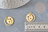 Pendentif médaille lune étoiles acier doré 20.5mm, breloque doré, acier inoxydable doré, pendentif sans nickel, x1 G6144