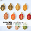 Pendentif médaille ovale Vierge Marie laiton doré émail 19.5mm x1 (G2939)