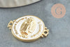 Pendentif médaille ovale Vierge Marie laiton doré, pendentif laiton religion sans nickel, notre dame, madonne,26mm, X1 G5289