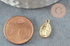 Pendentif médaille ovale Vierge Marie or 18K 14mm, pendentif laiton notre dame madonne, x5 (G3705)