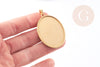 Pendentif médaille ovale support cabochon acier 304 inoxydable doré 45mm, x1 (G3449)