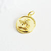 Pendentif médaille ronde ange laiton doré 18K, pendentif laiton doré pour création bijoux,médaille or,16.5mm, x1 G5292