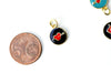 Pendentif médaille ronde coeur oeil émail rouge laiton doré ,pendentif laiton amour création bijoux,14mm, X1 G4292