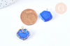 Pendentif nuage bleu porcelaine laiton Platine 17-18mm, pendentif porcelaine pour fabrication bijoux DIY, x1 G7149