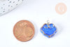 Pendentif nuage bleu porcelaine laiton Platine 17-18mm, pendentif porcelaine pour fabrication bijoux DIY, x1 G7149