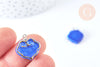 Pendentif nuage bleu porcelaine laiton Platine 17-18mm, pendentif porcelaine pour fabrication bijoux DIY, x1 G7149