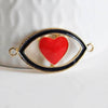 Pendentif oeil coeur doré émaillé, fournitures créatives, pendentif doré, porte-bonheur,mauvais oeil,laiton doré,4.5cm-G1965