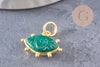 Pendentif oeil malachite naturelle argent 925 doré 18K 15mm, pendentif amulette pierre naturelle x1 (G9865)