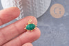 Pendentif oeil malachite naturelle argent 925 doré 18K 15mm, pendentif amulette pierre naturelle x1 (G9865)