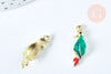 Pendentif oiseau Perroquet laiton doré 16k émail coloré25,5mm,pendentif animal création bijoux DIY, x1 G6987