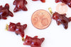 Pendentif ourson agate orange naturel support doré 24mm, création bijoux en pierre naturelle, x1 ( G5702)