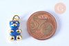 Pendentif ourson laiton doré 18K résine bleue 17.5mm, bijou d'enfance, X1 G6641