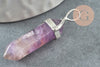 Pendentif pointe améthyste violette zamac platine 39mm, création bijoux pierre naturelle, x1 G1309