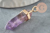 Pendentif pointe charoite violette naturelle zamac doré 39mm, ccréation bijoux naturelle, x1 G1389