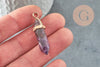 Pendentif pointe charoite violette naturelle zamac doré 39mm, ccréation bijoux naturelle, x1 G1389