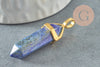 Pendentif pointe lapis lazulis naturel bleu laiton doré 37-41mm, pendentif bijou pierre naturel, x1 G0904