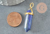 Pendentif pointe lapis lazulis naturel bleu laiton doré 37-41mm, pendentif bijou pierre naturel, x1 G0904