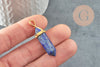 Pendentif pointe lapis lazulis naturel bleu laiton doré 37-41mm, pendentif bijou pierre naturel, x1 G0904