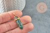 Pendentif pointe rubis zoisite naturelle laiton doré 37-40mm, pendentif bijou pierre naturelle, x1 G5206