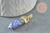 Pendentif pointe sodalite bleu naturelle laiton doré 37-41mm, pendentif bijoux pierre naturelle, x1 G2115