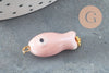 Pendentif poisson porcelaine multicolore Acier 304 inoxydable doré 25mm, x1 (G9816)