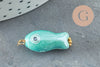 Pendentif poisson porcelaine multicolore Acier 304 inoxydable doré 25mm, x1 (G9816)