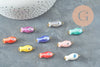 Pendentif poisson porcelaine multicolore Acier 304 inoxydable doré 25mm, x1 (G9816)