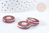 Pendentif porcelaine donut vert marron 21-22mm, perle céramique, céramique blanche, x1 G8482