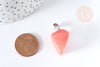 Pendentif quartz cerise roulé acier platine, pendentif pierre acier inoxydable, bijou pendentif pierre naturelle,15-35mm, x1, G5505