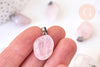 Pendentif quartz rose roulé acier platine, pendentif pierre acier inoxydable, bijou pendentif pierre naturelle,15-35mm, x1, G3942