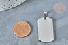 Pendentif rectangle acier inoxydable 304 argenté à graver 34.5mm, médaille à graver x1 (G8017)