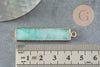 Pendentif rectangle amazonite naturelle laiton doré 46.5mm,création bijoux pierre naturelle, x1 G0299