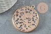 Pendentif ronc jaspe dalmatien, support doré, pierre naturelle,jaspe naturel,36mm, x1 G2814