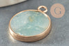 Pendentif rond amazonite laiton doré 20mm, amazonite naturelle, X1 G6319