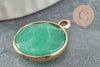 Pendentif rond aventurine verte laiton doré 20mm, aventurine Naturelle,pendentif pierre,X1 G1422