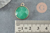 Pendentif rond aventurine verte laiton doré 20mm, aventurine Naturelle,pendentif pierre,X1 G1422