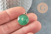 Pendentif rond aventurine verte laiton doré 20mm, aventurine Naturelle,pendentif pierre,X1 G1422