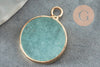 Pendentif rond jade bleu turquoise,jade naturel,pendentif rond,20.5mm, x1 G4287