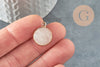 Pendentif rond jade naturel blanc 20mm, pendentif pierre, x1 G3097