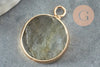 Pendentif rond labradorite laiton doré 20mm, labradorite naturelle, x1 G6304