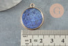 Pendentif rond lapis lazuli naturel laiton doré 26mm, x1 (G0050)