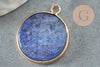 Pendentif rond lapis lazuli naturel laiton doré 26mm,lapis lazuli naturel,pendentif rond,26mm, x1 G0050