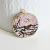 Pendentif rond rhodonite,rhodonite Naturelle,pendentif rhonodite,35mm, x1 G2815