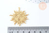 Pendentif soleil mystique acier 201 inoxydable doré 37.5mm, pendentif soleil création bijoux, x1 G6334