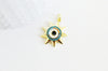 Pendentif soleil oeil cristal zircon émail bleu,pendentif doré,porte-bonheur,laiton doré, Pendentif soleil,21.5mm,l'unité G3555