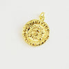 Pendentif soleil zodiaque doré 18K,pendentif doré horoscope,porte-bonheur,laiton doré, Pendentif soleil,21mm,l'unité,G3165