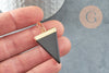 Pendentif triangle agate noire, fournitures créatives, pendentif pierre, support doré,création bijoux, pierre naturelle, 33mm, x1 G1657