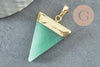 Pendentif triangle aventurine verte, fournitures créatives, pendentif pierre, support doré, création bijoux, pierre naturelle, 33mm, x1 G1744