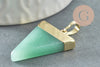 Pendentif triangle aventurine verte naturelle laiton doré 33mm, x1 (G1744)